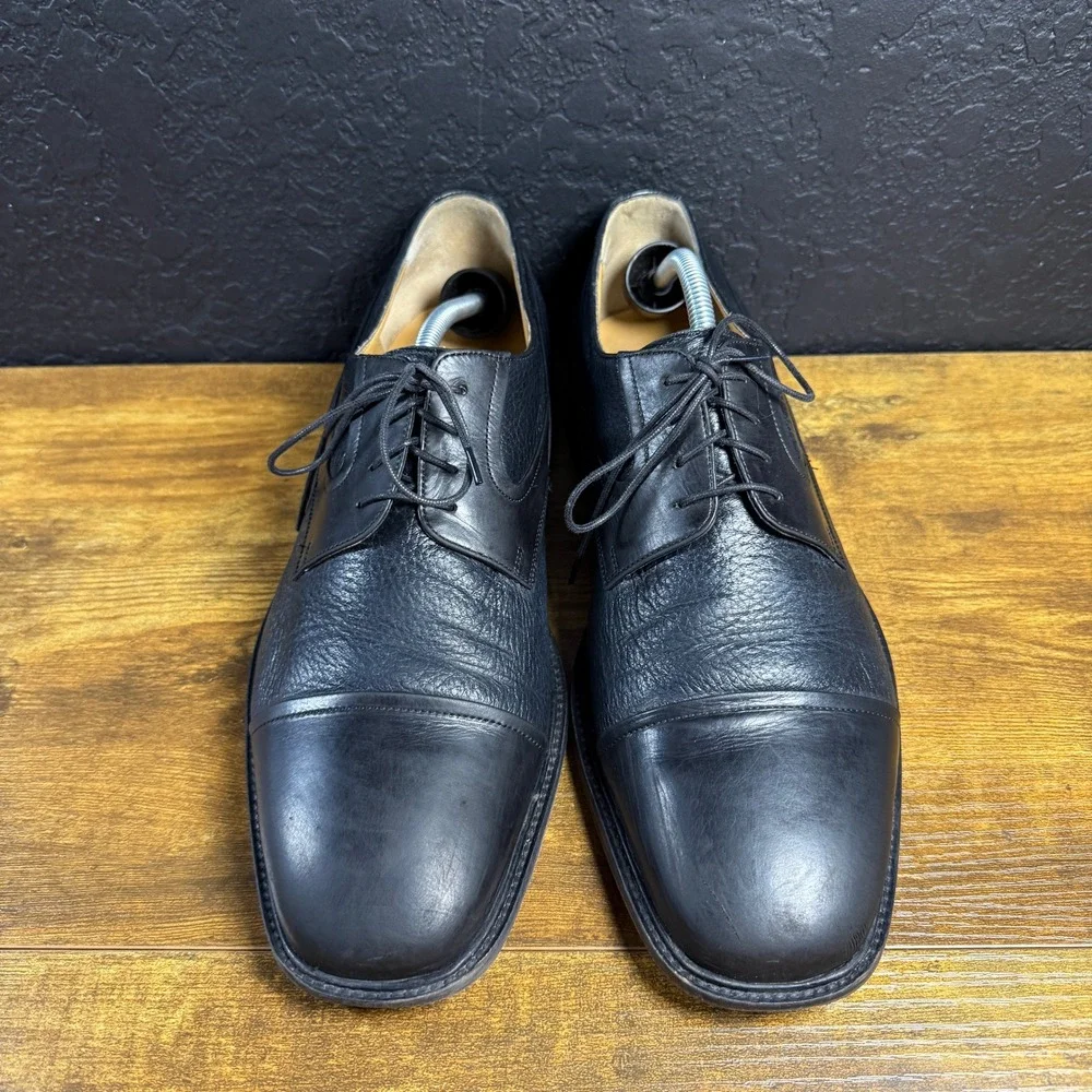 Johnston & Murphy 15-15001 Black Leather Cap Toe Derby Mens 12 M